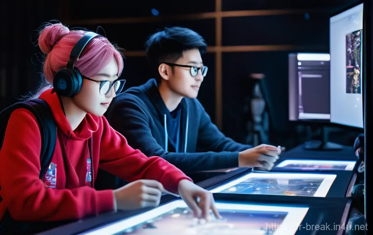 붕괴 스타레일 팬덤 커뮤니티 특징 - A vibrant scene depicting a diverse group of Honkai: Star Rail players, aged 15-30, enthusiastically...