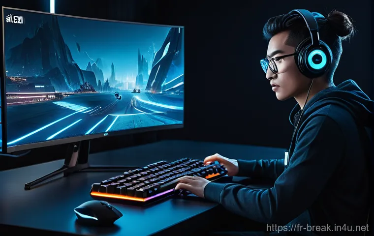 붕괴 스타레일 커스텀 컨트롤 세팅 - A highly detailed, cinematic shot of a gamer (gender-neutral, wearing comfortable, fully covering mo...